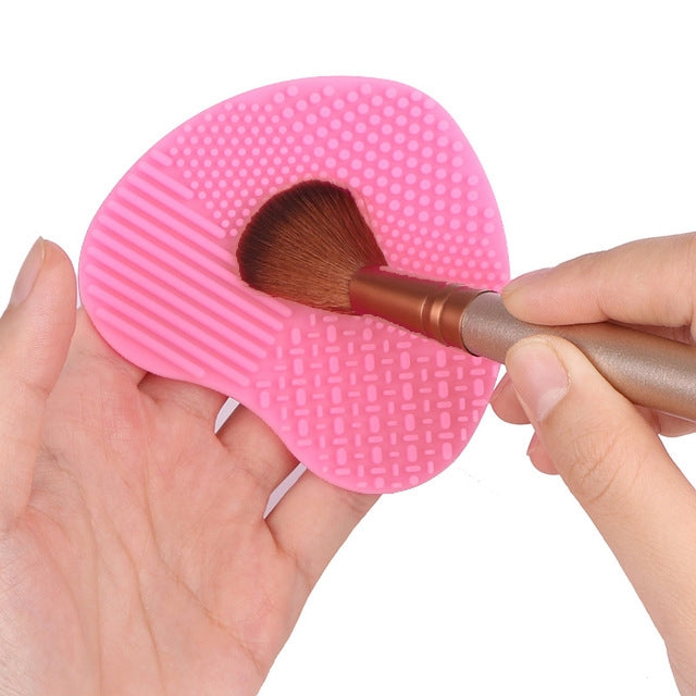 Heart Shape Clean Make Up Wash Brush Silica Glove Scrubber Board Cosmetic Cleaning Tool