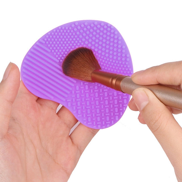 Heart Shape Clean Make Up Wash Brush Silica Glove Scrubber Board Cosmetic Cleaning Tool