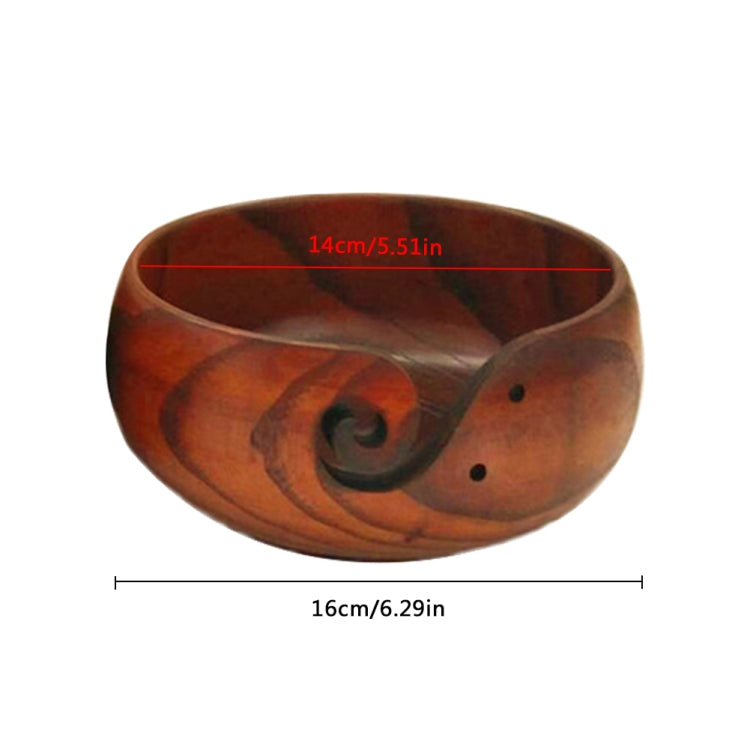 Handmade Logs Wooden Bowl Round Wool Textile Organizer Box, Size:14-16cm