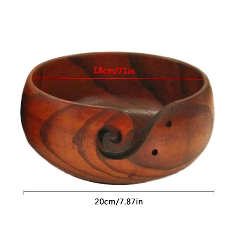 Handmade Logs Wooden Bowl Round Wool Textile Organizer Box, Size:17-20cm