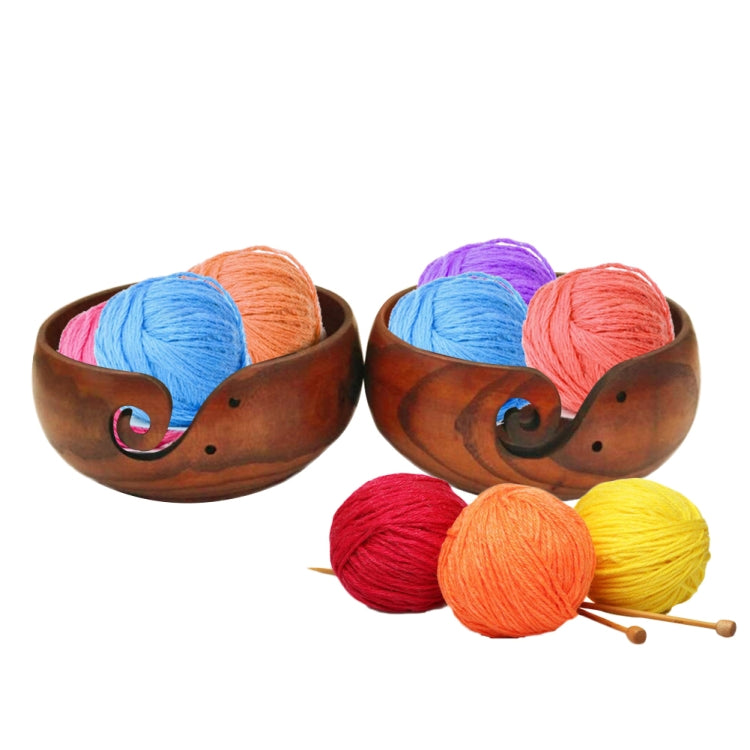 Handmade Logs Wooden Bowl Round Wool Textile Organizer Box, Size:17-20cm