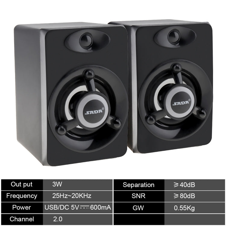 SADA USB Subwoofer Deep Bass PC Speaker Portable Music DJ Soundar Computer Speakers for Laptop Phone TV