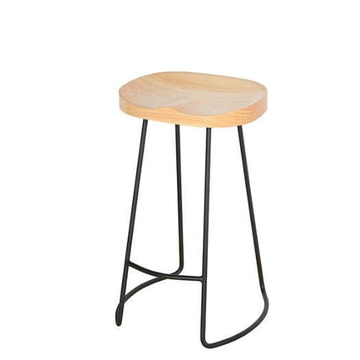 European Style Modern Wood S Shape Surface Bar Stool Fashion Cafe Stool Iron Solid High Barstool Home Footstool