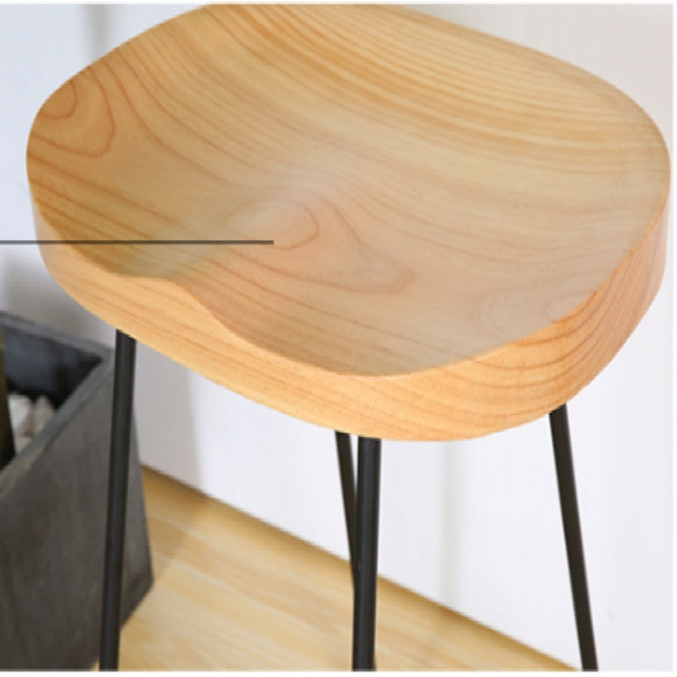 European Style Modern Wood S Shape Surface Bar Stool Fashion Cafe Stool Iron Solid High Barstool Home Footstool