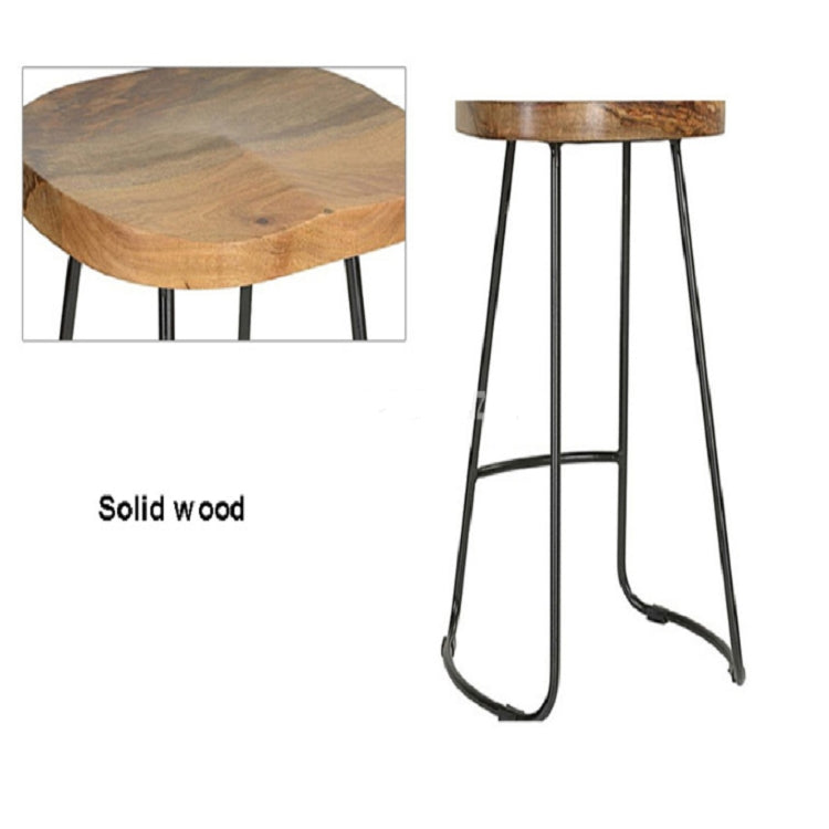 European Style Modern Wood S Shape Surface Bar Stool Fashion Cafe Stool Iron Solid High Barstool Home Footstool