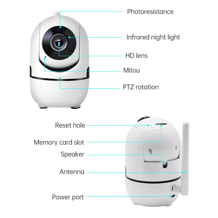 HD Cloud Wireless IP Camera Intelligent Auto Tracking Human Home Security Surveillance Network WiFi Camera, Plug Type:UK Plug