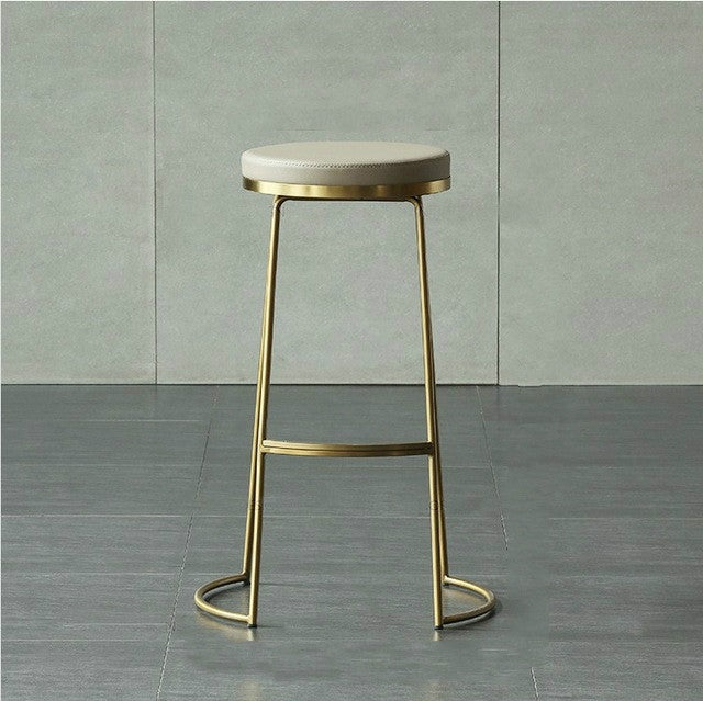 Nordic Gold Iron Bar Stools Creative High Stools Bar Chairs Modern Minimalist Bar Stool Coffee Chair, Size:Height 65cm
