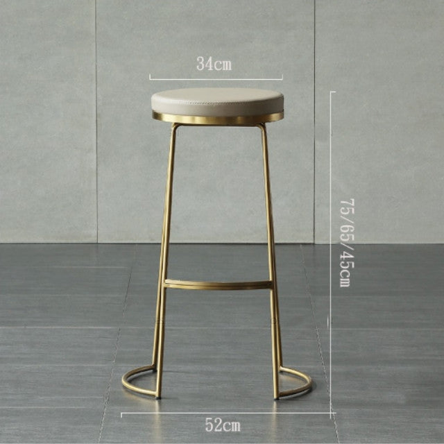 Nordic Gold Iron Bar Stools Creative High Stools Bar Chairs Modern Minimalist Bar Stool Coffee Chair, Size:Height 65cm
