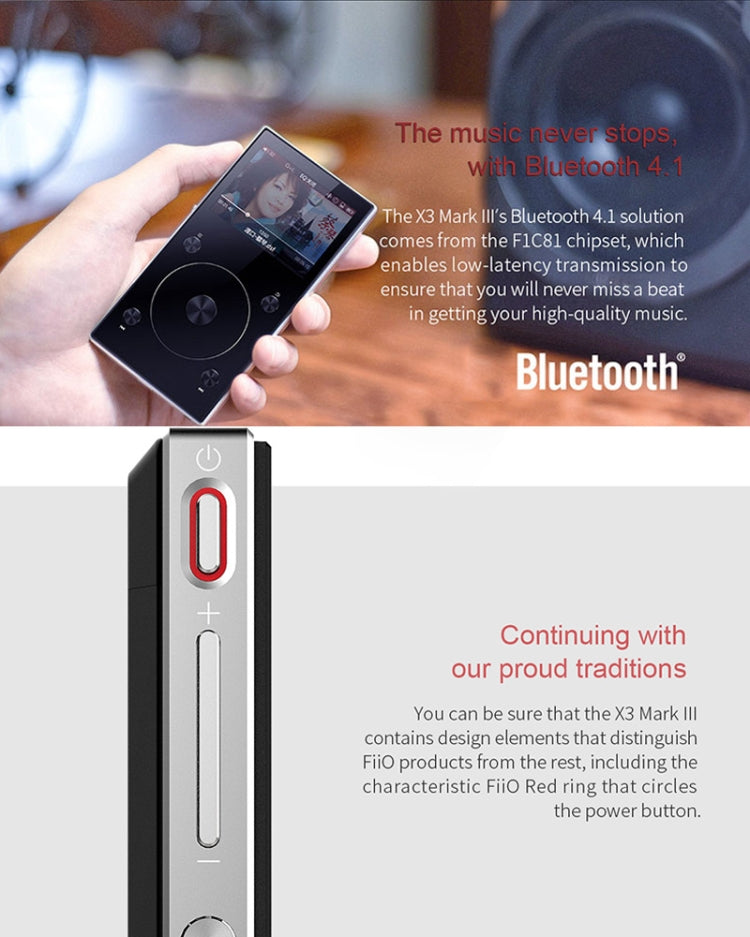 Original FIIO X3 Mark III Audio Balanced Bluetooth 4.1 DSD Portable High Resolution Digital Audio Player