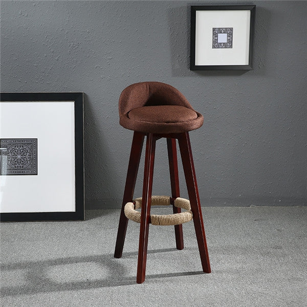 Swivel Bar Stool Chair Upholstered Seat Back Mahogany Finish Coffee Cafe Kitchen Bar Furniture Chair