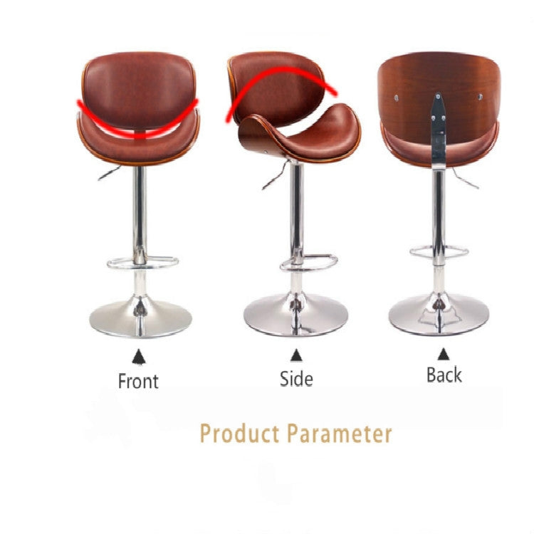 Modern Bar Stool Adjustable Height Swivel Walnut Bentwood PU Leather Chair Cafe Bar Stool