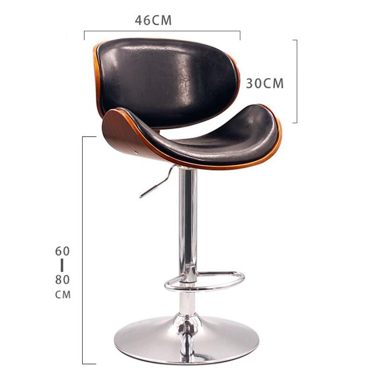 Modern Bar Stool Adjustable Height Swivel Walnut Bentwood PU Leather Chair Cafe Bar Stool