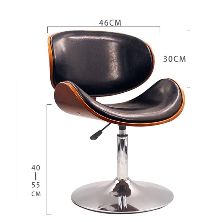 Modern Bar Stool Adjustable Height Swivel Walnut Bentwood PU Leather Chair Cafe Bar Stool
