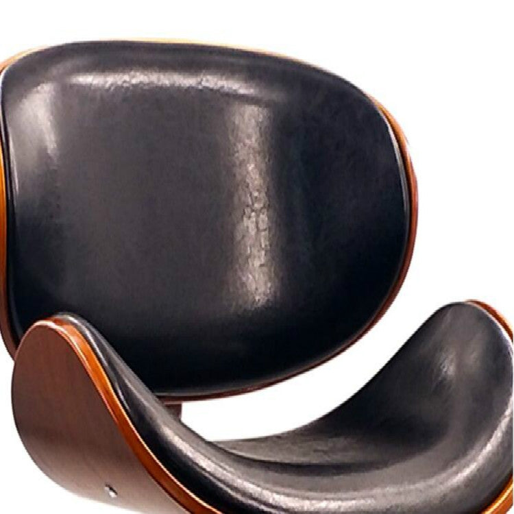 Modern Bar Stool Adjustable Height Swivel Walnut Bentwood PU Leather Chair Cafe Bar Stool