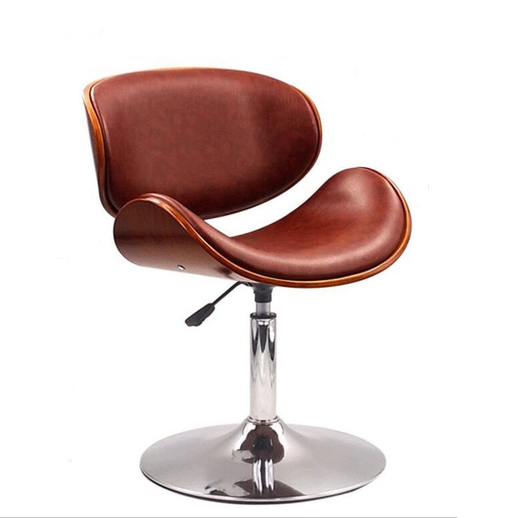 Modern Bar Stool Adjustable Height Swivel Walnut Bentwood PU Leather Chair Cafe Bar Stool
