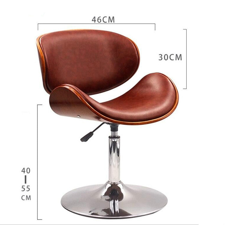 Modern Bar Stool Adjustable Height Swivel Walnut Bentwood PU Leather Chair Cafe Bar Stool