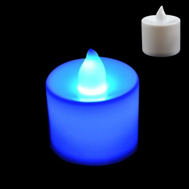 LED Tea Candle Lamps Christmas Multicolor Simulation Color Flame Flashing Lights Home Wedding Birthday Party Deco Holiday Lights Blue