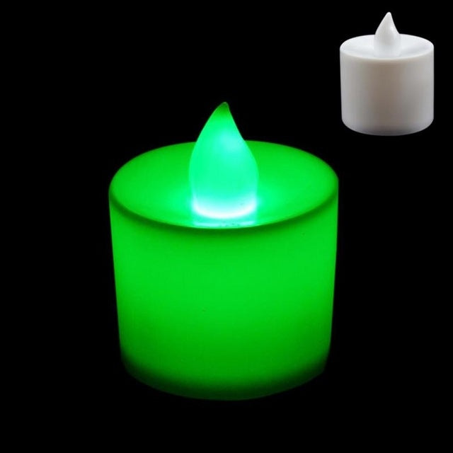 LED Tea Candle Lamps Christmas Multicolor Simulation Color Flame Flashing Lights Home Wedding Birthday Party Deco Holiday Lights Green