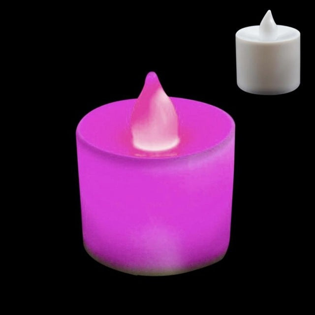LED Tea Candle Lamps Christmas Multicolor Simulation Color Flame Flashing Lights Home Wedding Birthday Party Deco Holiday Lights Pink