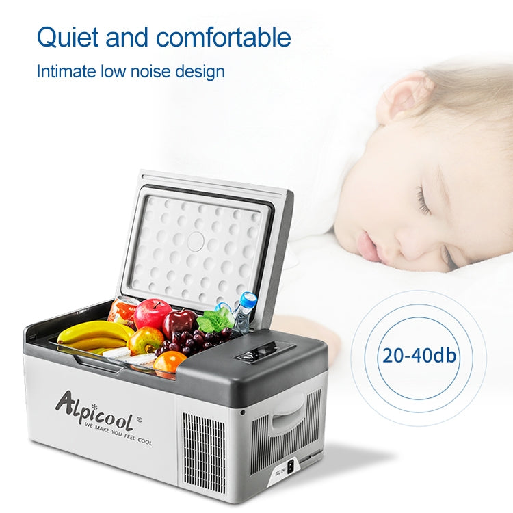 15L Car Refrigerator Freezer Cooler Car Fridge Compressor for Car Home Picnic Refrigeration -20 Degree(Gray)