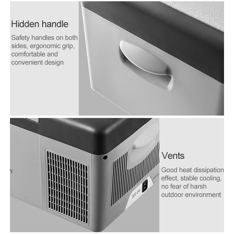 15L Car Refrigerator Freezer Cooler Car Fridge Compressor for Car Home Picnic Refrigeration -20 Degree(Gray)