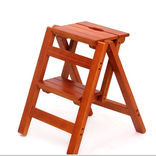 Household Multi Function Folding Ladder Stool Solid Wood Ladder Ascending Platform Step Stool Dual Purpose Rack Stair Chair