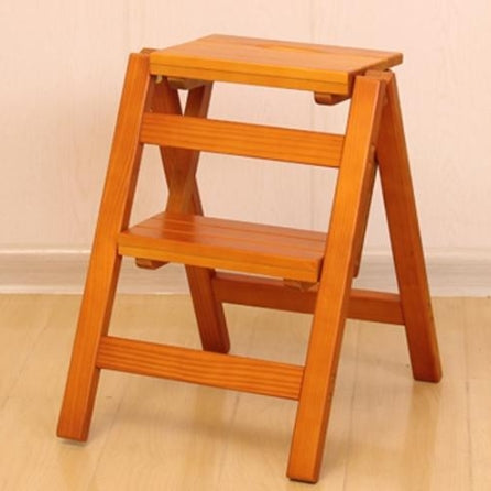 Household Multi Function Folding Ladder Stool Solid Wood Ladder Ascending Platform Step Stool Dual Purpose Rack Stair Chair