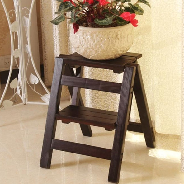 Household Multi Function Folding Ladder Stool Solid Wood Ladder Ascending Platform Step Stool Dual Purpose Rack Stair Chair