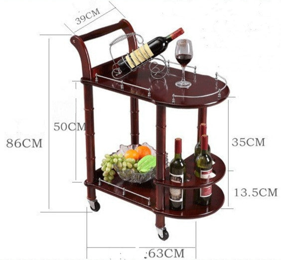 Hotel Dining Cart With Wheels Double Layer Wood Table Wine Cart Beauty Parlour Kitchen Trolleys Side Stand Hotel Furniture