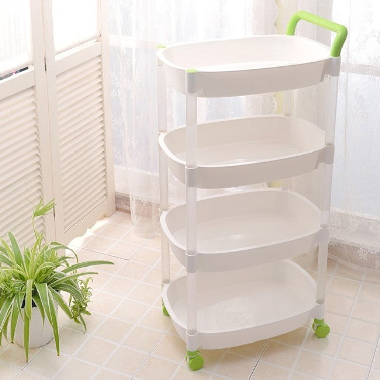 Kitchen Trolleys Plastic Multi Layer Wheel Rack Trolley  Kitchen Mobile Trolley Storage Shelf, Color:Four Layer Green