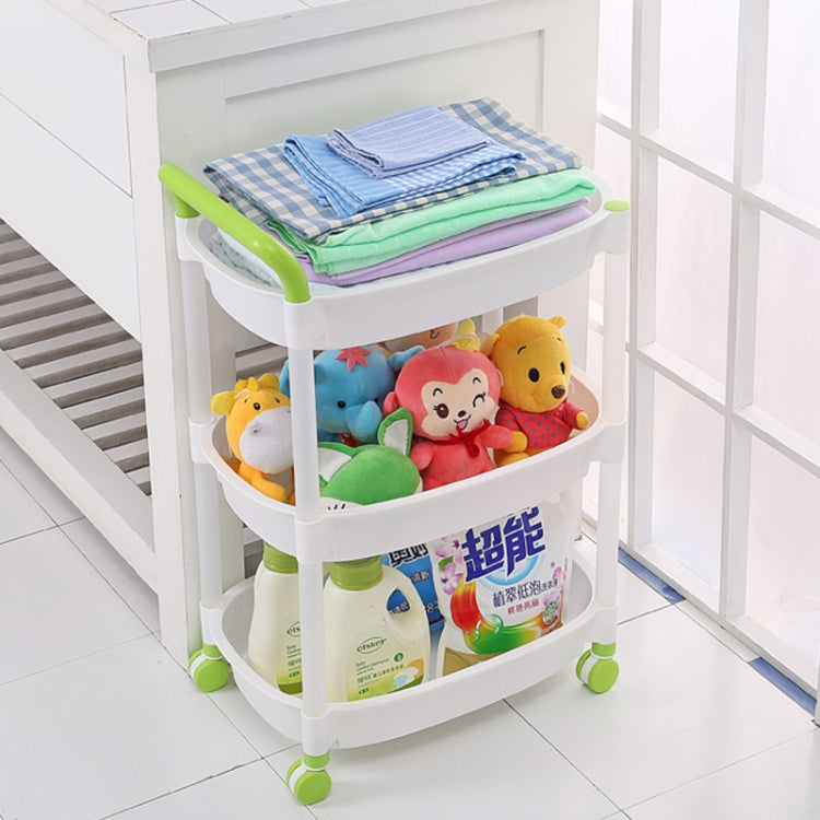 Kitchen Trolleys Plastic Multi Layer Wheel Rack Trolley  Kitchen Mobile Trolley Storage Shelf, Color:Four Layer Green