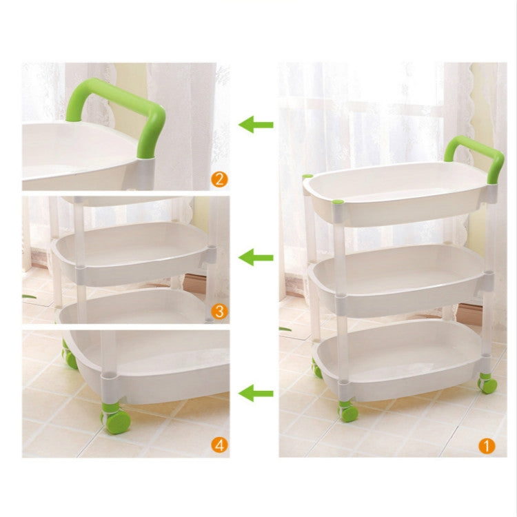 Kitchen Trolleys Plastic Multi Layer Wheel Rack Trolley  Kitchen Mobile Trolley Storage Shelf, Color:Four Layer Green