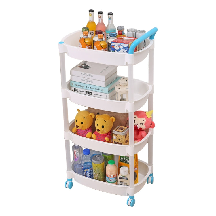 Kitchen Trolleys Plastic Multi Layer Wheel Rack Trolley  Kitchen Mobile Trolley Storage Shelf, Color:Four  Layer Blue