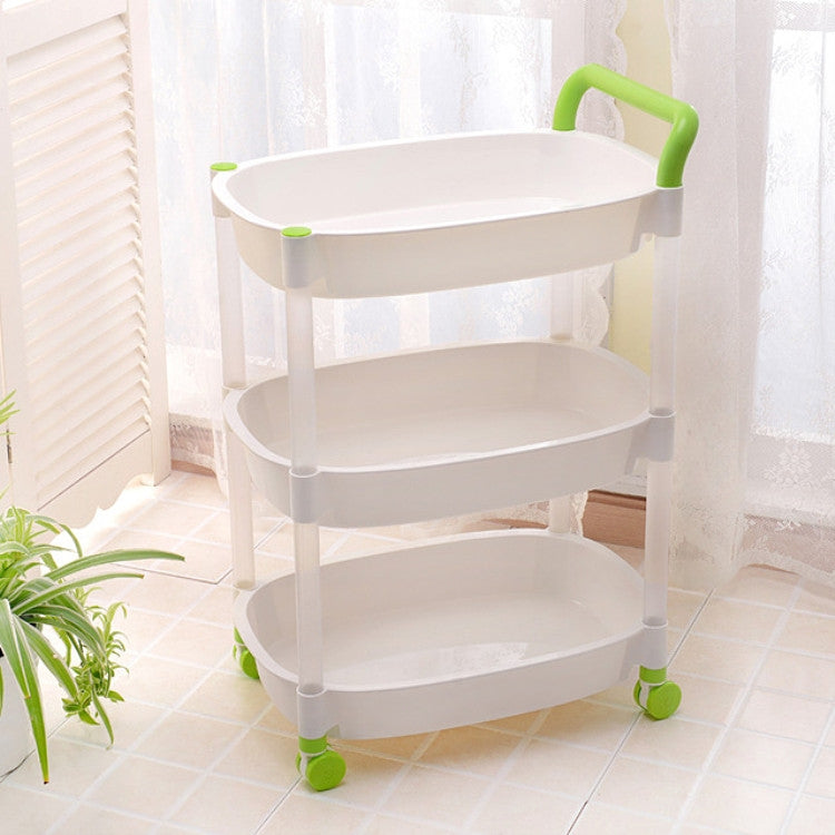 Kitchen Trolleys Plastic Multi Layer Wheel Rack Trolley  Kitchen Mobile Trolley Storage Shelf, Color:Three Layer Green