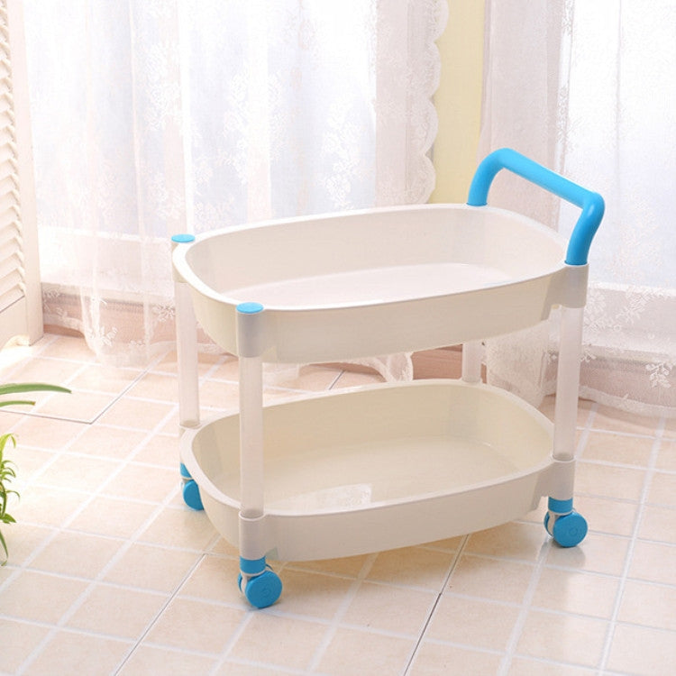 Kitchen Trolleys Plastic Multi Layer Wheel Rack Trolley  Kitchen Mobile Trolley Storage Shelf, Color:Two Layer Blue