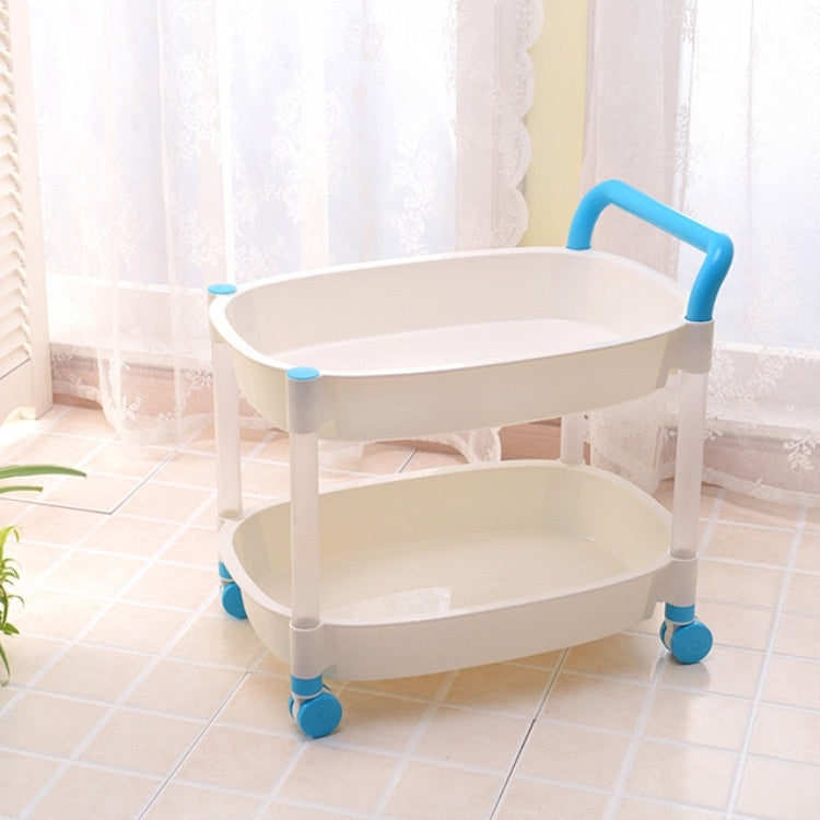 Kitchen Trolleys Plastic Multi Layer Wheel Rack Trolley  Kitchen Mobile Trolley Storage Shelf, Color:Two Layer Blue