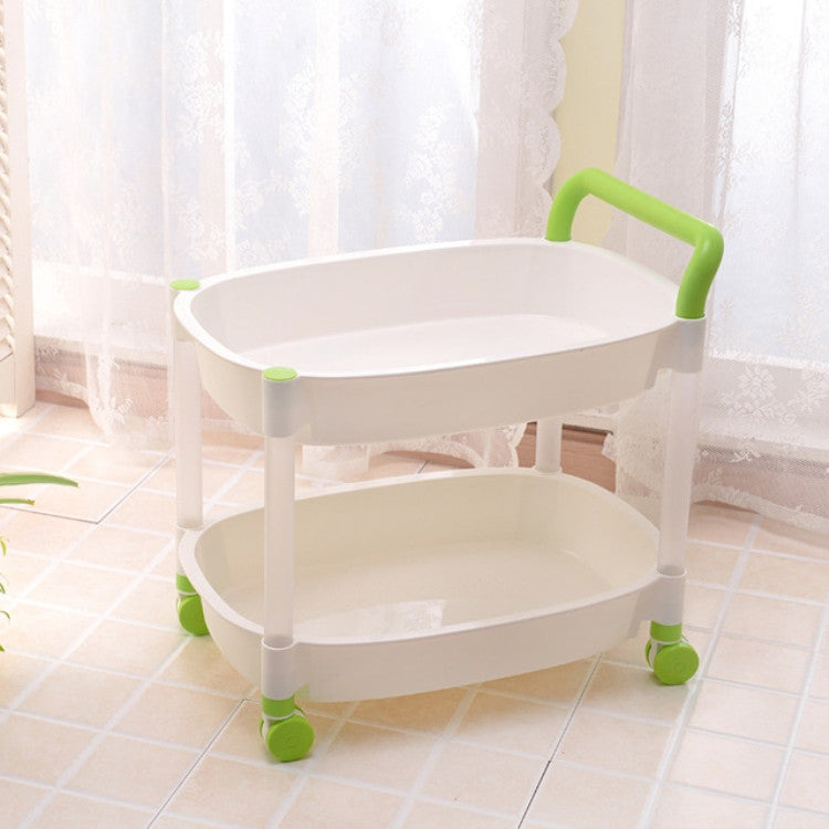 Kitchen Trolleys Plastic Multi Layer Wheel Rack Trolley  Kitchen Mobile Trolley Storage Shelf, Color:Two Layer Green