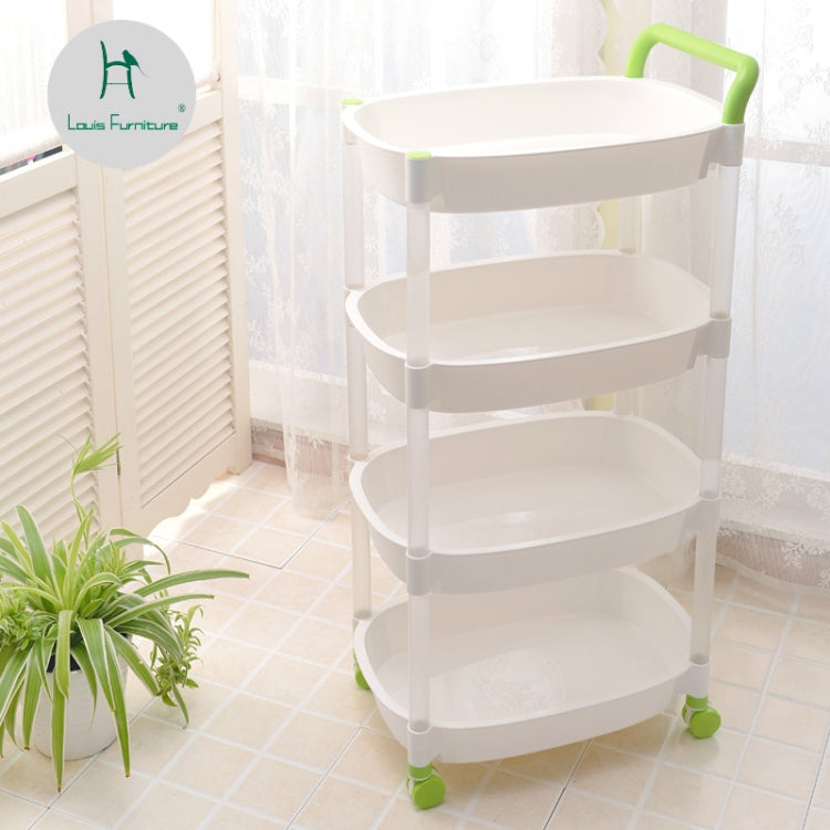 Kitchen Trolleys Plastic Multi Layer Wheel Rack Trolley  Kitchen Mobile Trolley Storage Shelf, Color:Two Layer Green