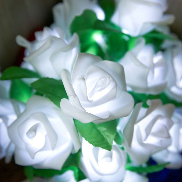 Rose Flower Battery Powered Fairy Lights Wedding Home Birthday Party Garland Decor String Lamp  White Light