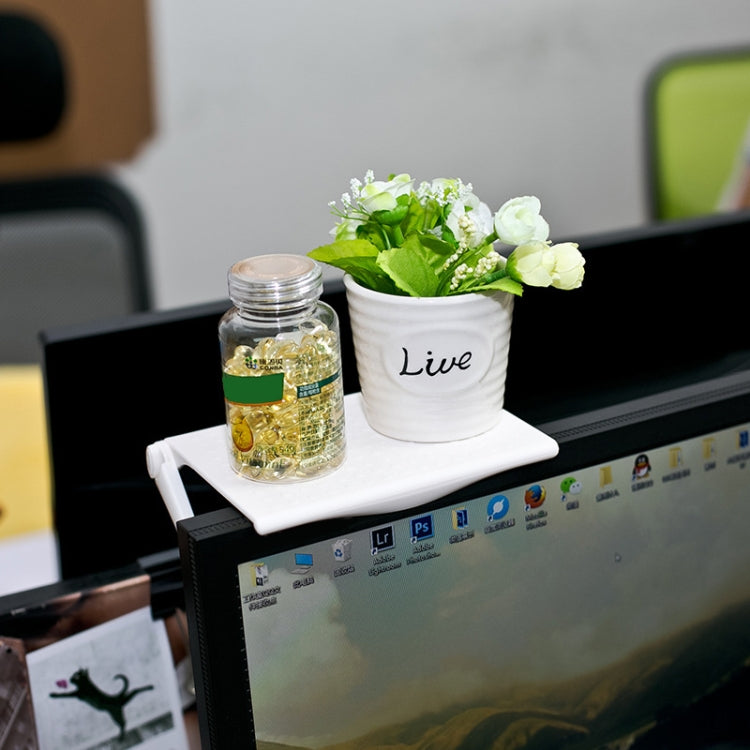 2 PCS Office Desk Storage Holder Computer Display Shelf(Black)