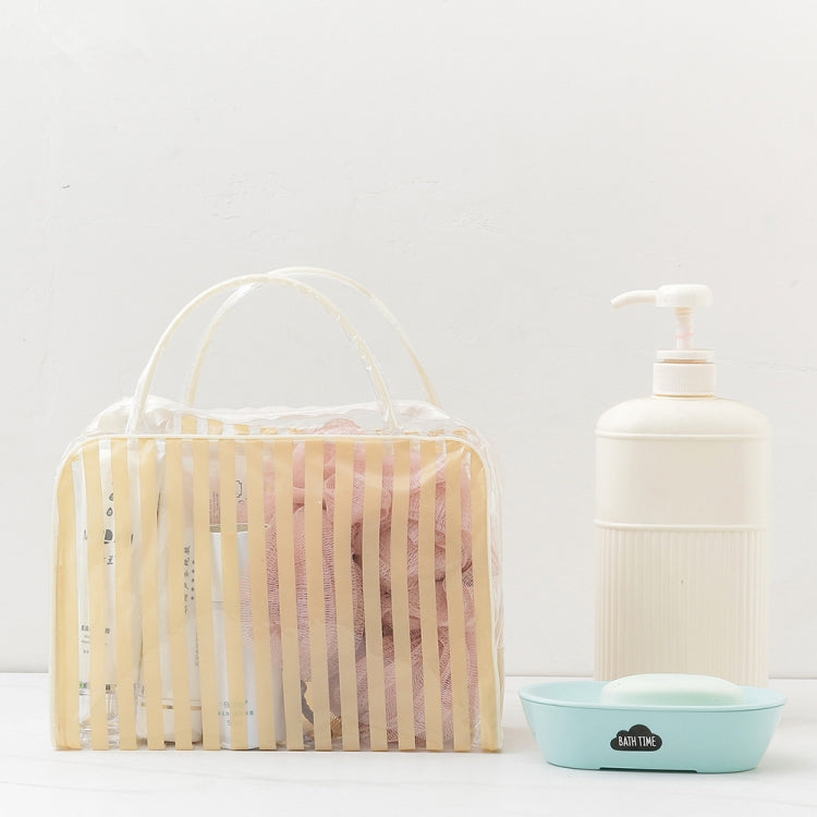 PVC Transparent Stripe Personal Toiletries Organizer Bath Bag