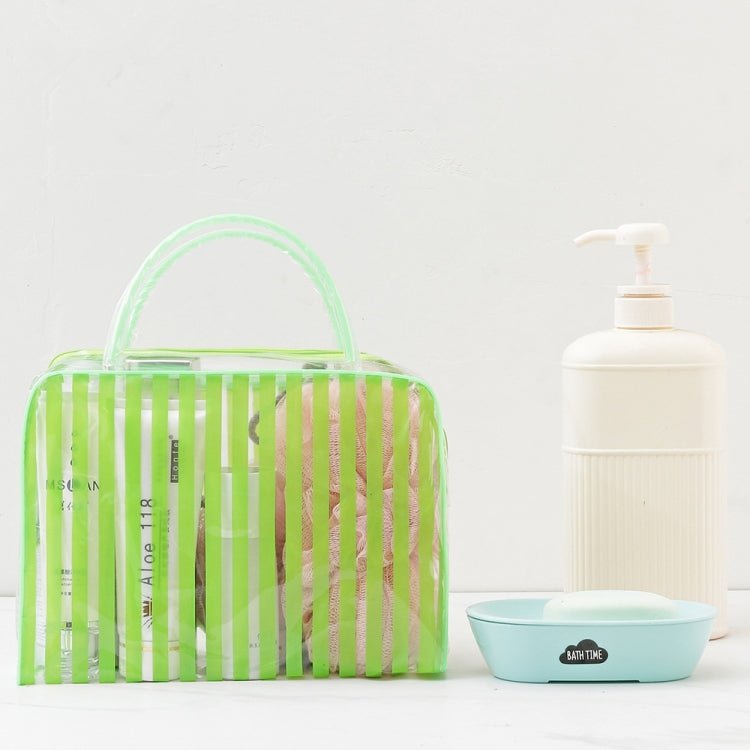 PVC Transparent Stripe Personal Toiletries Organizer Bath Bag