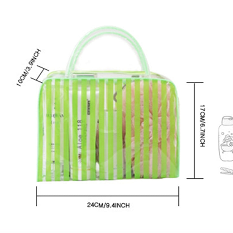 PVC Transparent Stripe Personal Toiletries Organizer Bath Bag