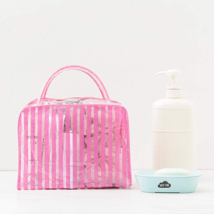 PVC Transparent Stripe Personal Toiletries Organizer Bath Bag