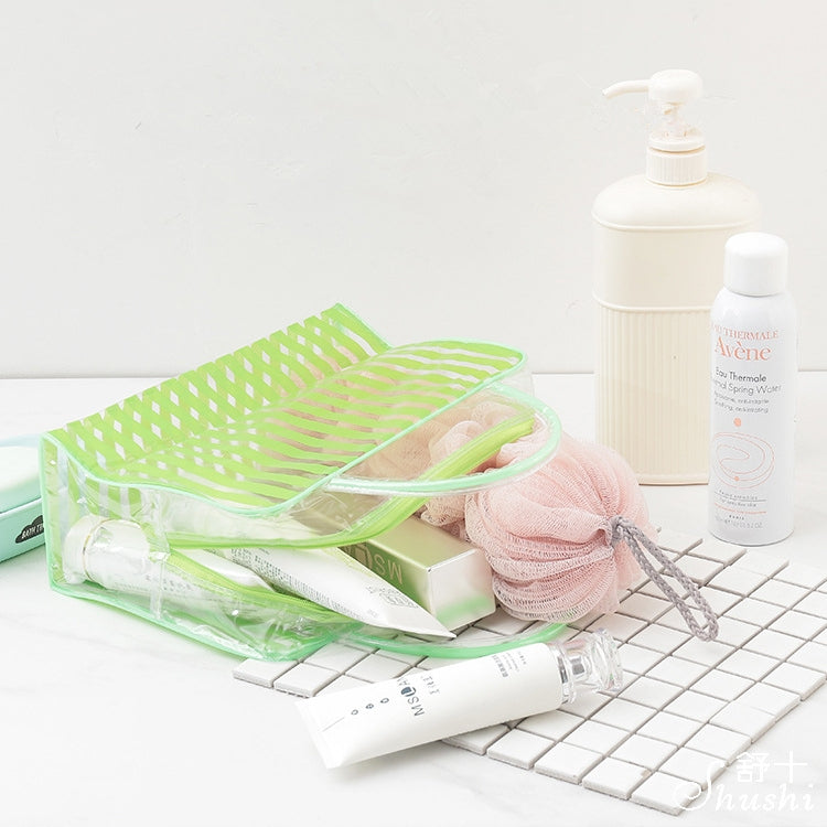 PVC Transparent Stripe Personal Toiletries Organizer Bath Bag