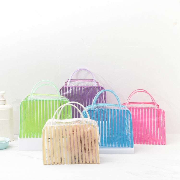 PVC Transparent Stripe Personal Toiletries Organizer Bath Bag
