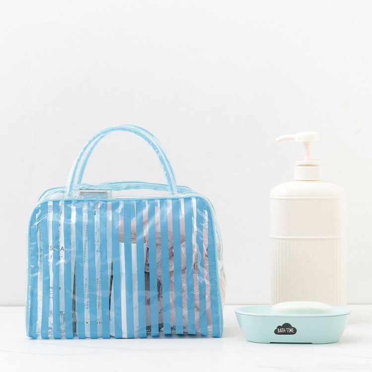 PVC Transparent Stripe Personal Toiletries Organizer Bath Bag