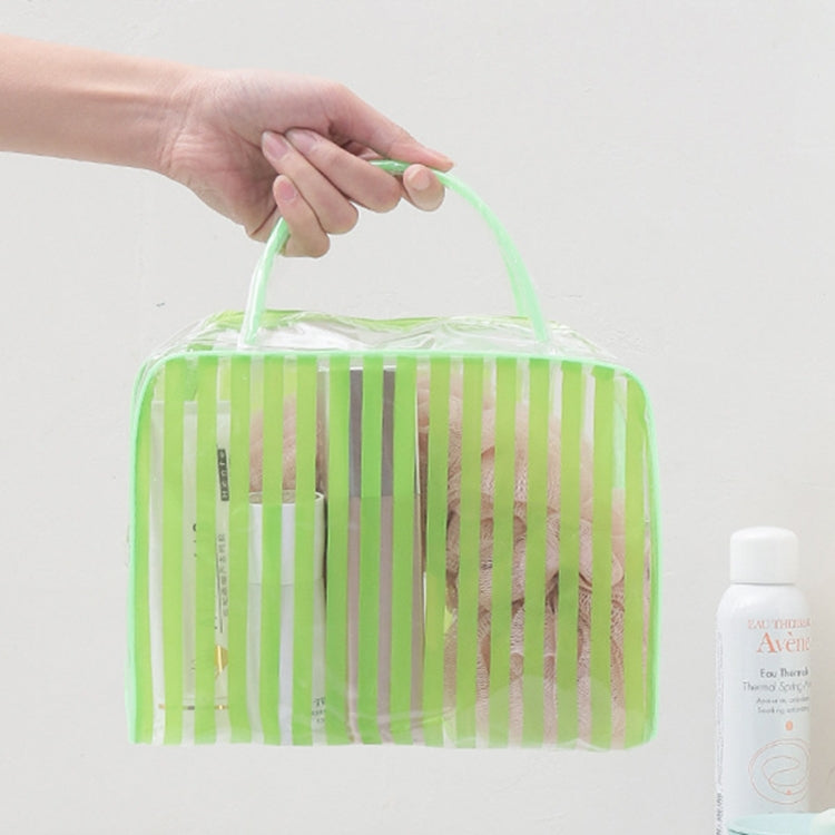 PVC Transparent Stripe Personal Toiletries Organizer Bath Bag