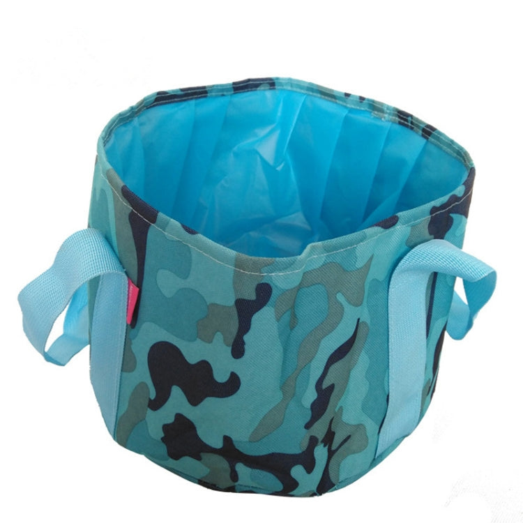 Portable Outdoor 600D Oxford Cloth Fishing Water Basin Travel Camping Washbasin Bucket Sink Bag, Color:Camouflage Blue