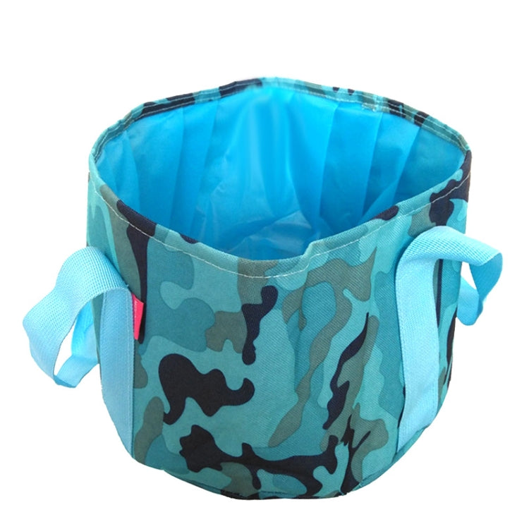 Portable Outdoor 600D Oxford Cloth Fishing Water Basin Travel Camping Washbasin Bucket Sink Bag, Color:Camouflage Blue